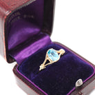 Blue Zircon Ring - Modern 14k Yellow Gold Oval 1.25 CT Gemstone Solitaire - Estate Circa 2000s Size 7 1/2 December Birthstone Fine Jewelry