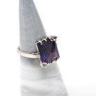Created Color Change Sapphire Ring - Mid Century 10k White Gold Purple Blue Gem - Vintage 1960s Size 7 1/4 Created White Spinel Fine Jewelry