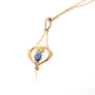 Antique Lavalier Necklace - Edwardian 10k Yellow Gold Baroque Pearl Pendant - Circa 1910s Era Simulated Blue Sapphire Glass Fine Jewelry