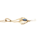 Antique Lavalier Necklace - Edwardian 10k Yellow Gold Baroque Pearl Pendant - Circa 1910s Era Simulated Blue Sapphire Glass Fine Jewelry