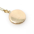 Vintage Flower Locket - Retro Gold Filled Floral Flowers Designs Round Necklace - Circa 1940s Era Statement Keepsake Photograph 40s Jewelry