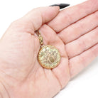 Vintage Flower Locket - Retro Gold Filled Floral Flowers Designs Round Necklace - Circa 1940s Era Statement Keepsake Photograph 40s Jewelry