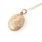 Antique Hair Locket - Edwardian 9K Yellow Gold Oval Photo Preserved Lock Pendant Necklace - Vintage 1910 English Keepsake Charm Fine Jewelry