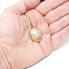 Antique Hair Locket - Edwardian 9K Yellow Gold Oval Photo Preserved Lock Pendant Necklace - Vintage 1910 English Keepsake Charm Fine Jewelry