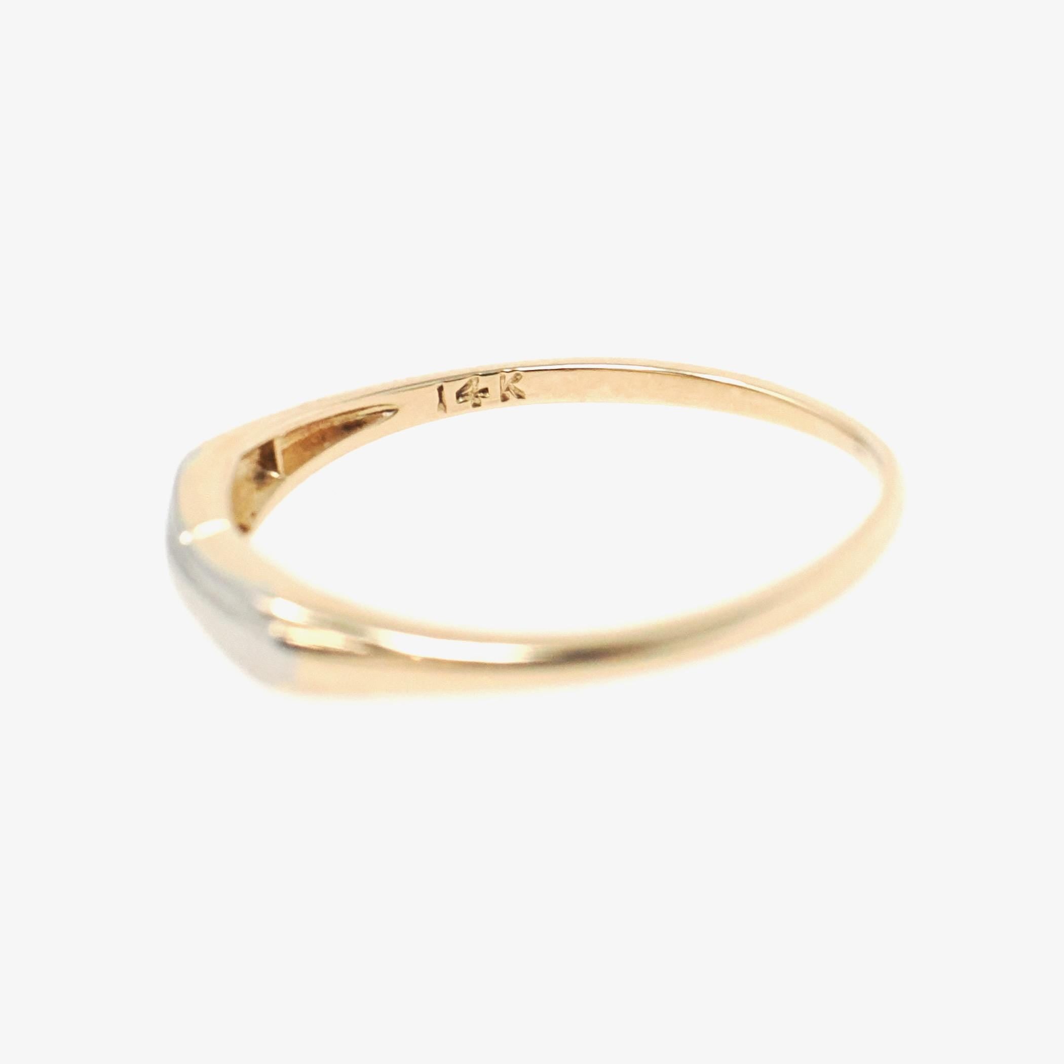 Vintage Two Tone Ring - Mid Century 14k Yellow & White Gold Unadorned Wedding Band - Circa 1950s Era Size 6 1/2 Stacking Fine Bridal Jewelry
