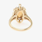 Opal Cocktail Ring - Vintage 14k Yellow Gold Marquise Cabochon Gem .24 CTW Diamond Accent Navette Halo - Circa 1980s Size 4 3/4 Fine Jewelry