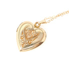 Vintage Heart Locket - Retro Gold Filled Floral Paisley Nature Engraved Design Pendant Necklace - Circa 1940s Keepsake Photograph Jewelry