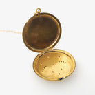 Antique Flower Locket - Edwardian Era Gold Filled Rhinestone Pendant Necklace - Circa 1910s Round Photograph Statement Floral Fine Jewelry