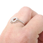Triple Heart Ring - Mid Century 10k White Gold Sweetheart Promise Love - Vintage Circa 1950s Era Size 6 1/4 Natural Diamond Fine Jewelry