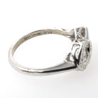 Triple Heart Ring - Mid Century 10k White Gold Sweetheart Promise Love - Vintage Circa 1950s Era Size 6 1/4 Natural Diamond Fine Jewelry