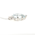 Aquamarine Pendant Necklace - Vintage 18k White Gold Natural Light Blue Gem & .10 CTW Diamond Accent Teardrop - Hallmarked 1958 Fine Jewelry