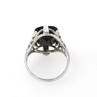 Art Deco Tourmaline Ring - Antique 20k White Gold Dark Green Cushion Gemstone Alternative Engagement - Circa 1920s Size 6 1/2 Fine Jewelry