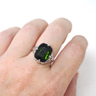 Art Deco Tourmaline Ring - Antique 20k White Gold Dark Green Cushion Gemstone Alternative Engagement - Circa 1920s Size 6 1/2 Fine Jewelry