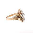 Victorian Diamond Ring - Antique 10k Rosy Gold .51 CTW Three Stone Navette - Circa 1890s Size 5 1/2 Dainty Filigree Fine Engagement Jewelry