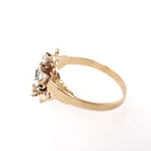 Victorian Diamond Ring - Antique 10k Rosy Gold .51 CTW Three Stone Navette - Circa 1890s Size 5 1/2 Dainty Filigree Fine Engagement Jewelry