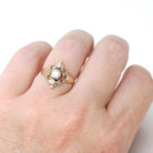 Victorian Diamond Ring - Antique 10k Rosy Gold .51 CTW Three Stone Navette - Circa 1890s Size 5 1/2 Dainty Filigree Fine Engagement Jewelry
