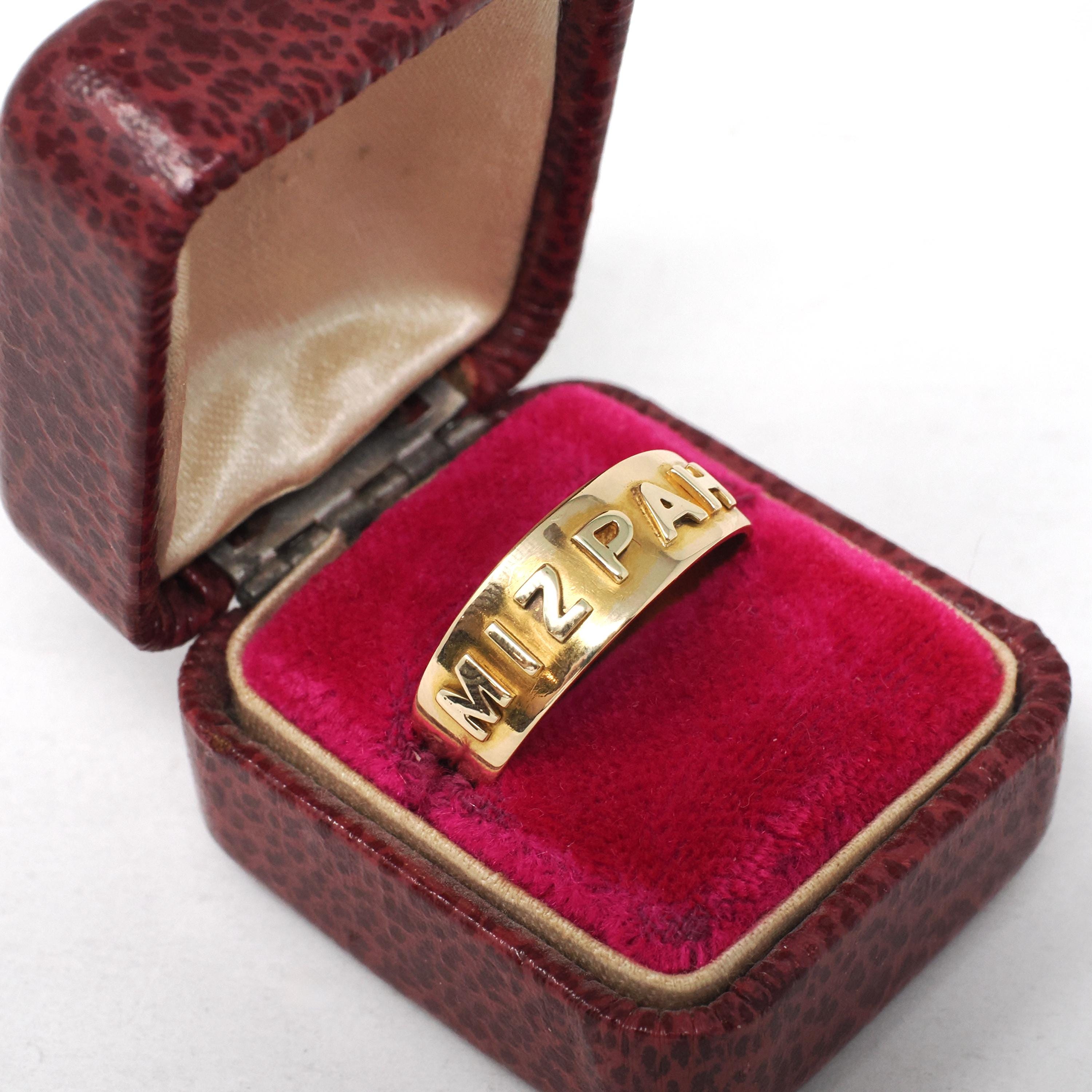 Edwardian Mizpah Band - Antique 18k Yellow Gold Repousse Ring - Circa 1900s Era Size 10 Fine Polished Symbolic Watchtower Stacking Jewelry