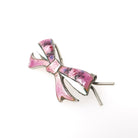 Vintage Bow Hair Clip - Retro Sterling Silver Pink Guilloche Enamel Fashion Accessory - Circa 1940s Era Pin Fastener Flower Barrette Jewelry
