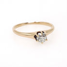 Antique Diamond Ring - Edwardian 14k Yellow Gold Solitaire Old European Gemstone - Vintage 1910s Size 5 3/4 Fine Wedding Engagement Jewelry
