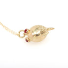 Modern Fish Necklace - Estate 10k Yellow Gold Aquatic Pendant Charm - Circa 2000s Era Simulated Ruby Eyed Sea Life Animal Fine Jewelry