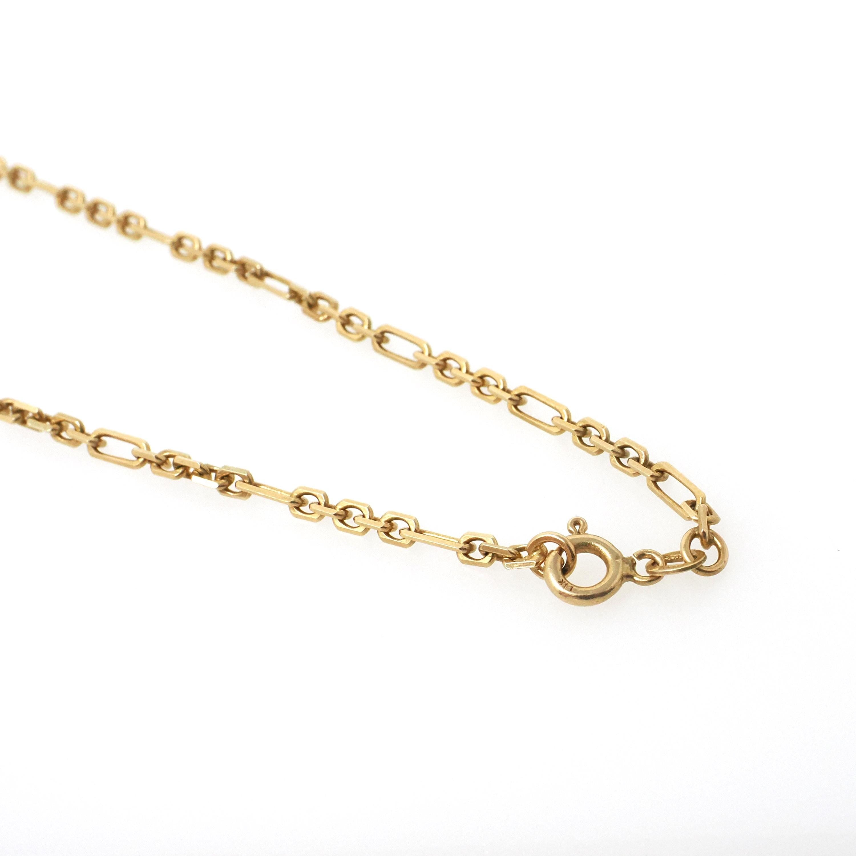 Vintage Figaro Chain - Retro 14k Yellow Gold 24 Inches Italian Spring Ring Clasp 2.7MM Necklace - Circa 1980s Era Fine Unisex Jewelry Supply