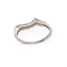 Asymmetrical Diamond Band - Mid Century 14k White Gold Curved Ring Enhancer - Vintage Circa 1960s Era Size 4 1/2 Engagement Fine Jewelry