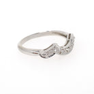 Asymmetrical Diamond Band - Mid Century 14k White Gold Curved Ring Enhancer - Vintage Circa 1960s Era Size 4 1/2 Engagement Fine Jewelry