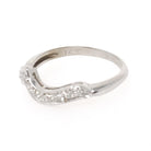 Asymmetrical Diamond Band - Mid Century 14k White Gold Curved Ring Enhancer - Vintage Circa 1960s Era Size 4 1/2 Engagement Fine Jewelry