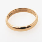 Edwardian Wedding Band - Antique 14k Yellow Gold 3.5 MM Half Round Ring - Circa 1910s Era Size 7 3/4 Engraved Bridal Fine Stacking Jewelry