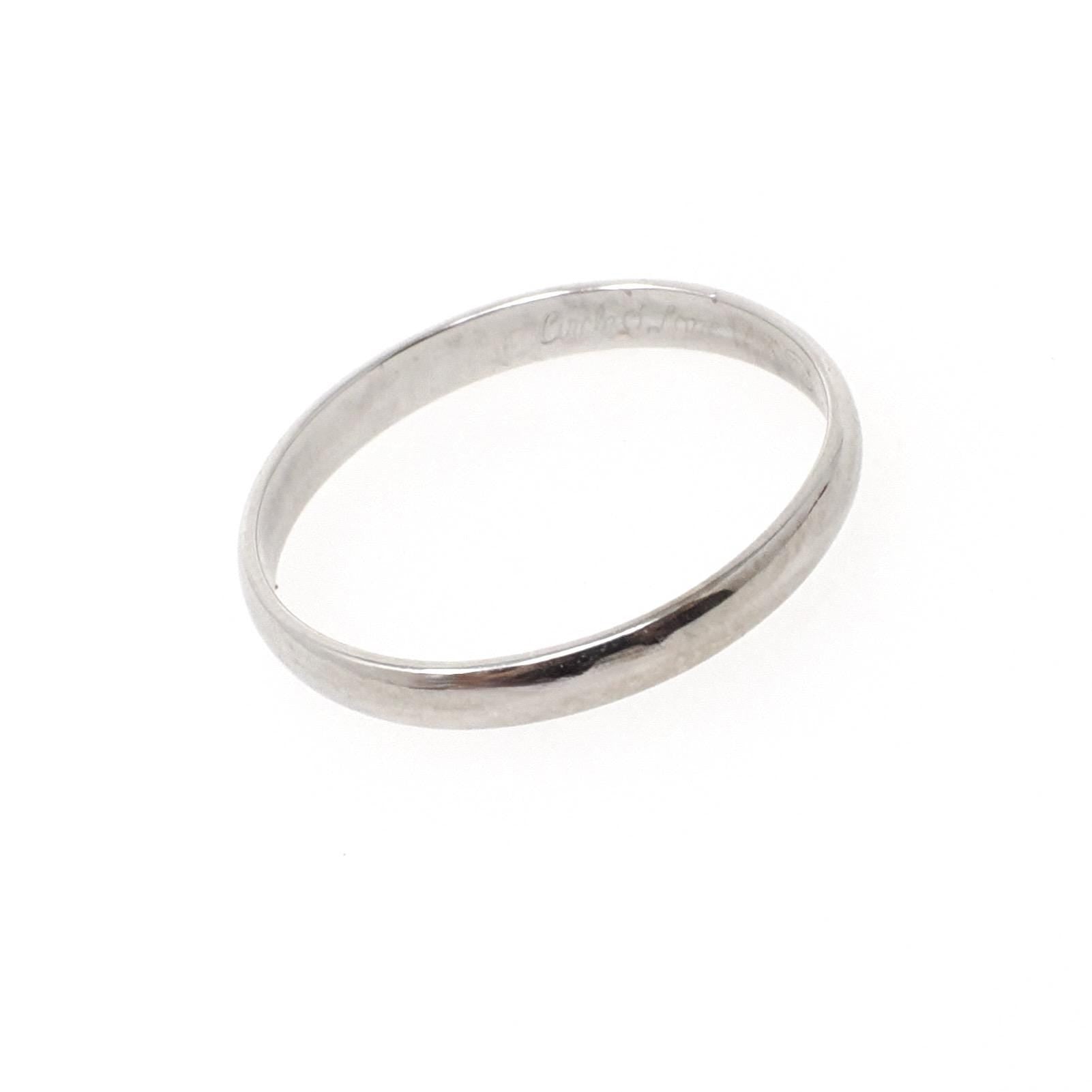 Vintage Wedding Band - Mid Century 14k White Gold 2.1 MM Half Round Ring - Circa 1950s Size 4 1/2 Stacking Tessler & Weiss Fine Jewelry