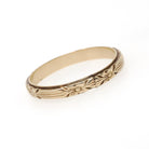 Eternity Flower Band - Art Deco 14k Yellow Gold Floral Stacking Wedding Ring - Circa 1930s Size 8 Unisex 2.8 MM Milgrain Bridal Fine Jewelry