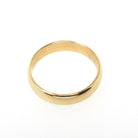 Modern Wedding Band - English 9k Yellow Gold 3.8 MM Half Round Ring - Circa 1980s Era Size 5 3/4 Bold Gold Stacking Fine Bridal Jewelry