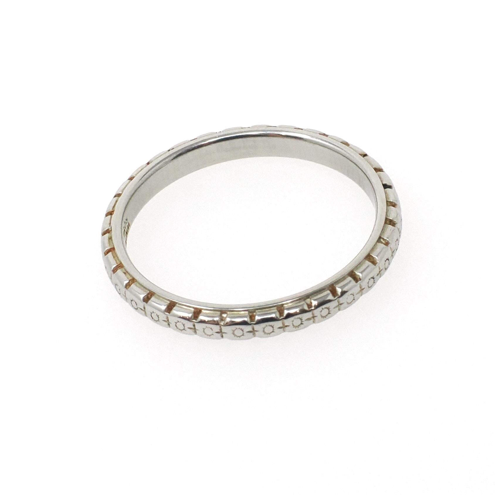 Edwardian Wedding Band - Antique 18k White Gold Orange Blossom 2.4MM Eternity Ring - Circa 1916 Size 6 Engraved Bridal Fine Stacking Jewelry