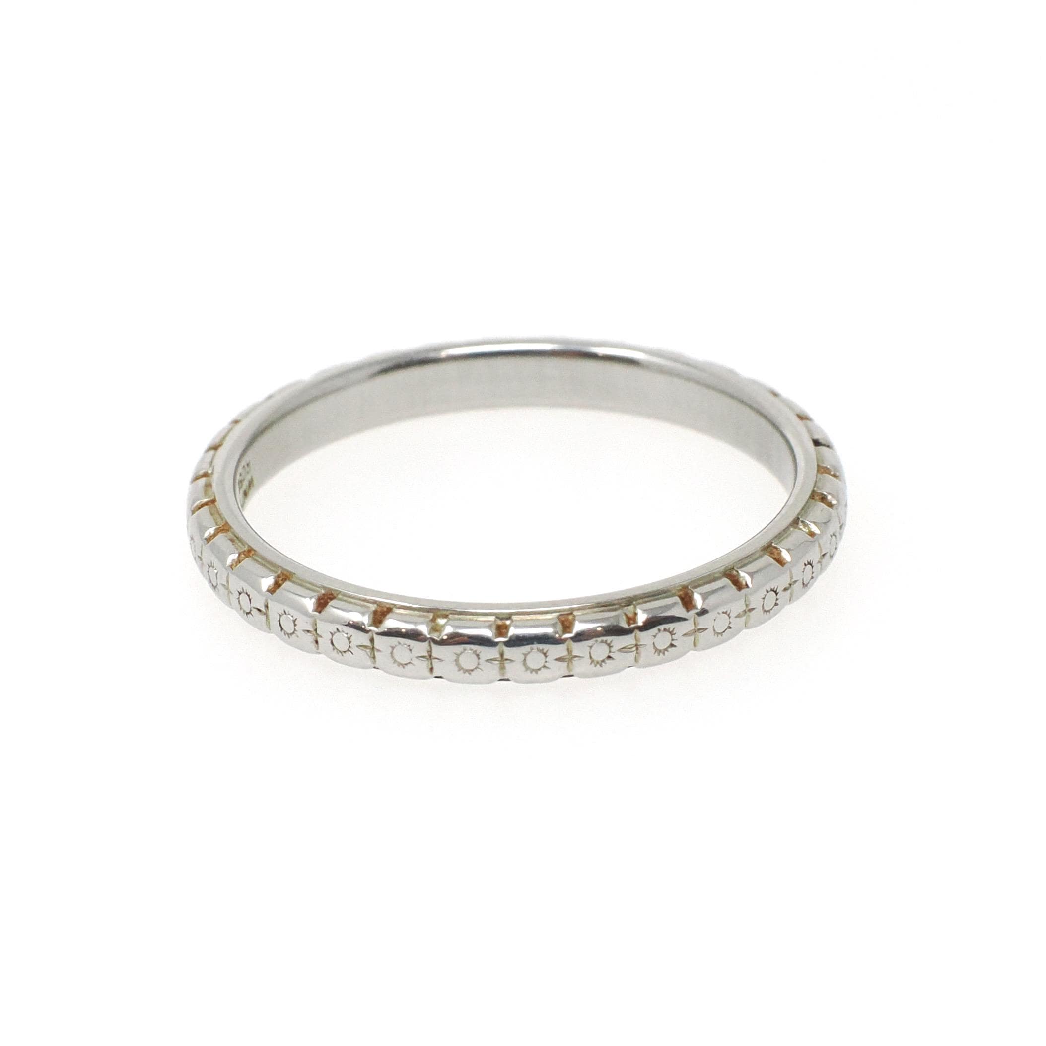Edwardian Wedding Band - Antique 18k White Gold Orange Blossom 2.4MM Eternity Ring - Circa 1916 Size 6 Engraved Bridal Fine Stacking Jewelry