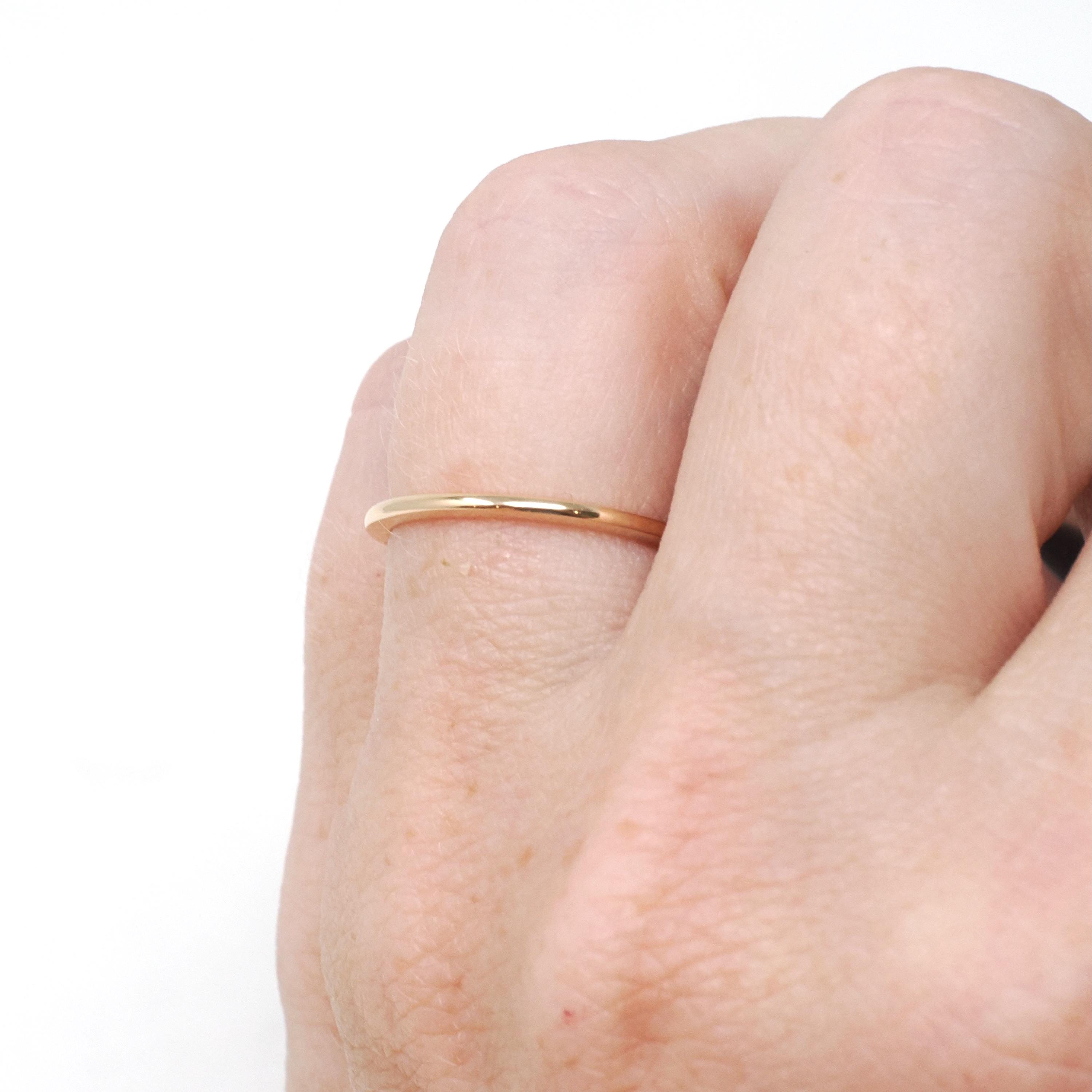 Vintage Wedding Ring - Edwardian 14k Yellow Gold 1.2 MM Dainty Flat Band - Circa 1910s Size 5 1/4 OB Ostby & Barton Fine Stacking Jewelry