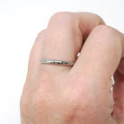 Art Deco Wedding Band - Antique 18k White Gold Orange Blossom 2.2 MM Eternity Ring - Circa 1920s Era Size 8 Engraved Bridal Fine Jewelry