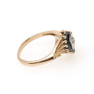 Mid Century Onyx Ring - Vintage 10k Yellow Gold Black Chalcedony Gemstone - Circa 1950s Size 6 1/4 Natural Diamond Statement Fine Jewelry