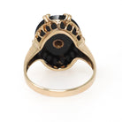 Vintage Onyx Ring - Mid Century 10k Yellow Gold Black Chalcedony & .01 CT Natural Diamond - Circa 1940s Era Size 5.5 Statement Fine Jewelry
