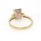 Amethyst & Diamond Ring - Modern Era 10k Yellow Gold Emerald Cut Purple Gem - Estate Circa 2000s Size 5 1/2 February Birthstone Fine Jewelry