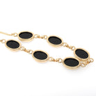 Vintage Onyx Necklace - Mid Century 12k Gold Filled Natural Oval Black Chalcedony Gemstones - Circa 1960s Era Statement 18" Inch Jewelry
