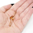 Antique Citrine Brooch - Edwardian 9k Yellow Gold Oval Faceted 3.34 CT Orange Gem Bar Pin - Hallmarked 1915 Chester Fine Statement Jewelry