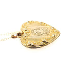Letter "M" Locket - Retro 10k Gold Filled Engraved Single Initial Heart Pendant Necklace - Circa 1940s Statement Keepsake Photograph Jewelry