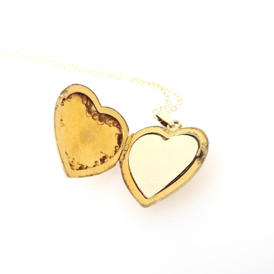 Letter "M" Locket - Retro 10k Gold Filled Engraved Single Initial Heart Pendant Necklace - Circa 1940s Statement Keepsake Photograph Jewelry