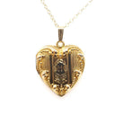 Letter "M" Locket - Retro 10k Gold Filled Engraved Single Initial Heart Pendant Necklace - Circa 1940s Statement Keepsake Photograph Jewelry