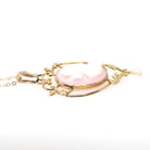 Antique Cameo Necklace - Edwardian 10k Yellow Gold Carved Angel Skin Coral Pendant - Vintage Circa 1910s Era Baroque Pearl Fine Jewelry