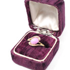 Created Pink Star Sapphire Ring - Retro 14k Yellow Gold Cabochon Gemstone - Vintage Circa 1970s Era Size 6 1/4 Bypass Fine Statement Jewelry