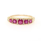 Ruby & Diamond Ring - Modern 18k Yellow Gold Natural Gemstone Wedding Band - Edwardian Style Reproduction Circa 2000s Size 8 Fine Jewelry