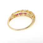 Ruby & Diamond Ring - Modern 18k Yellow Gold Natural Gemstone Wedding Band - Edwardian Style Reproduction Circa 2000s Size 8 Fine Jewelry