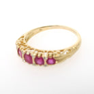 Ruby & Diamond Ring - Modern 18k Yellow Gold Natural Gemstone Wedding Band - Edwardian Style Reproduction Circa 2000s Size 8 Fine Jewelry