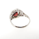 Vintage Garnet Ring - Art Deco 14k White Gold Natural Dark Red Emerald Cut Gem - Circa 1930s Size 5 January Birthstone Filigree Fine Jewelry